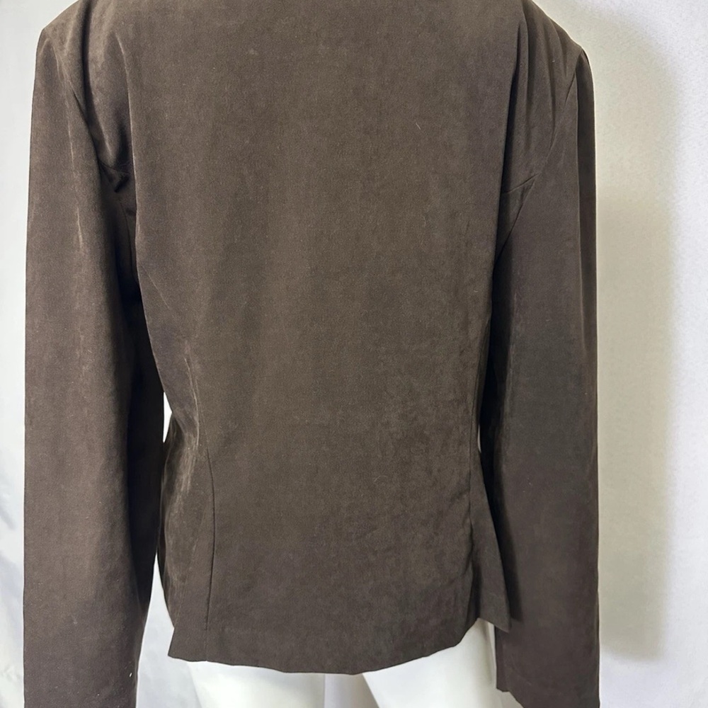 90s Jessica Howard Brown Zip Jacket Faux Suede Size 14 - Picture 3 of 3